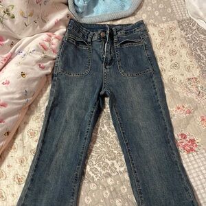 Dark blue flare jeans